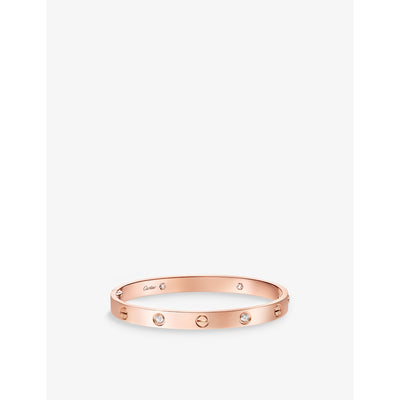 selfridges Cartier LOVE Classic 18ct Rose-Gold and 0.42ct Diamond Single-Screw Closure Bracelet- Buy online at McGrocer