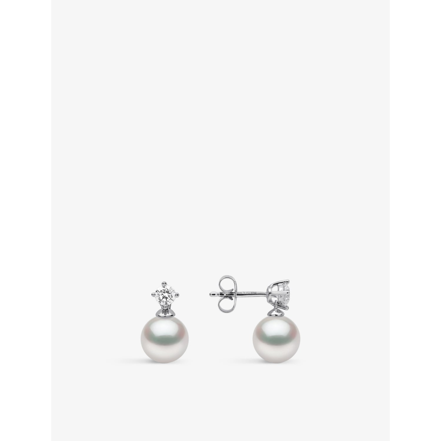 Yoko London Akoya pearl and diamond earrings 18ct white gold (British brand)