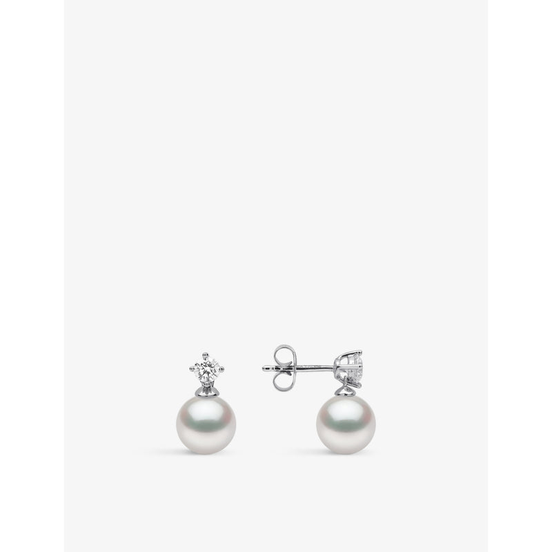 Yoko London Akoya pearl and diamond earrings 18ct white gold (British brand)
