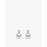 Yoko London Akoya pearl and diamond earrings 18ct white gold (British brand)