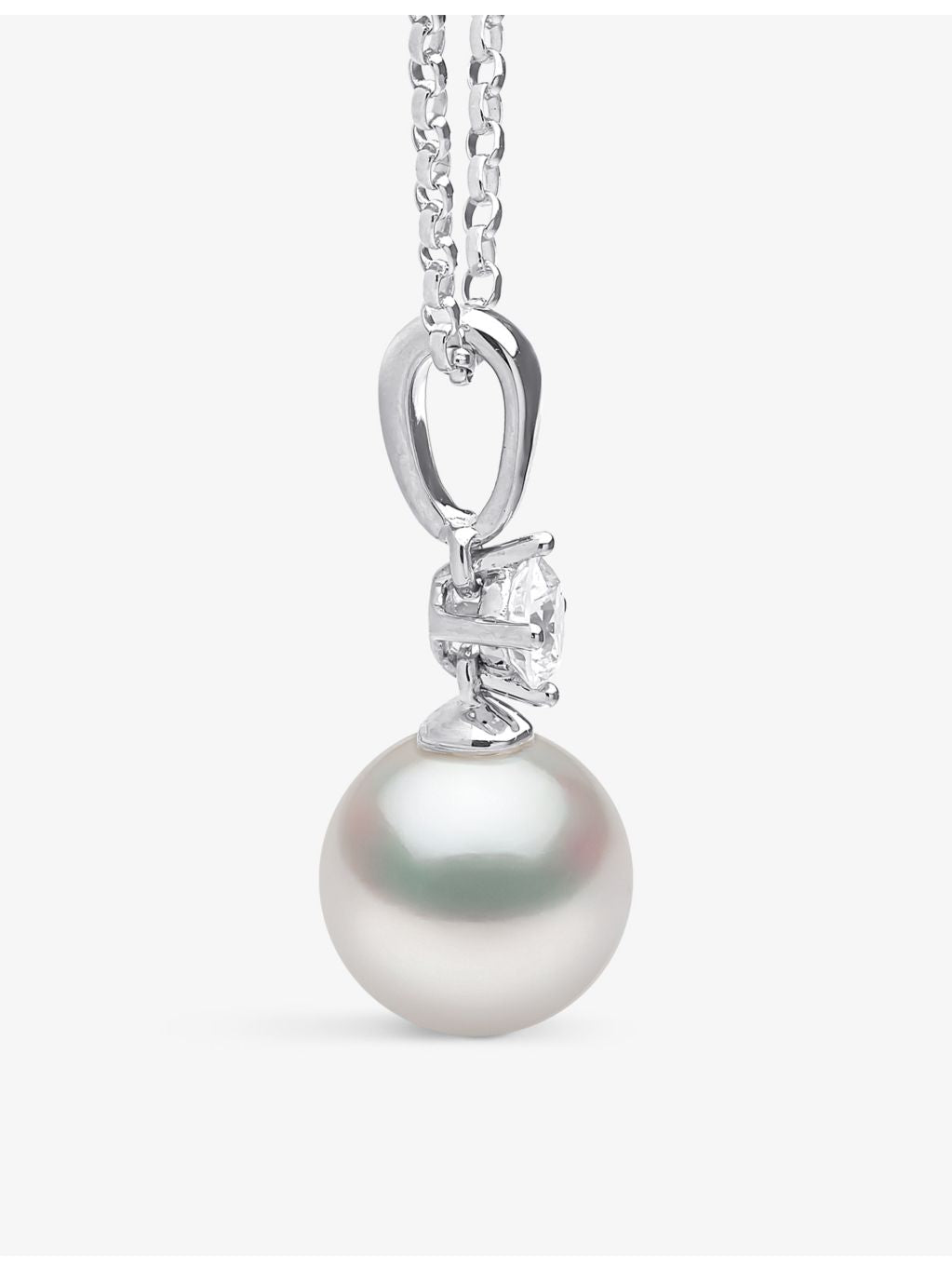 Yoko London Akoya pearl 18ct white gold diamond necklace 45cm, UK version