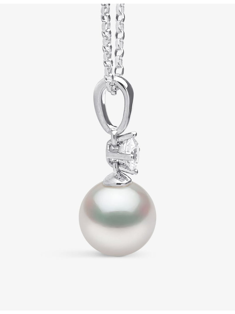 Yoko London Akoya pearl 18ct white gold diamond necklace 45cm, UK version