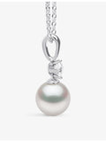 Yoko London Akoya pearl 18ct white gold diamond necklace 45cm, UK version