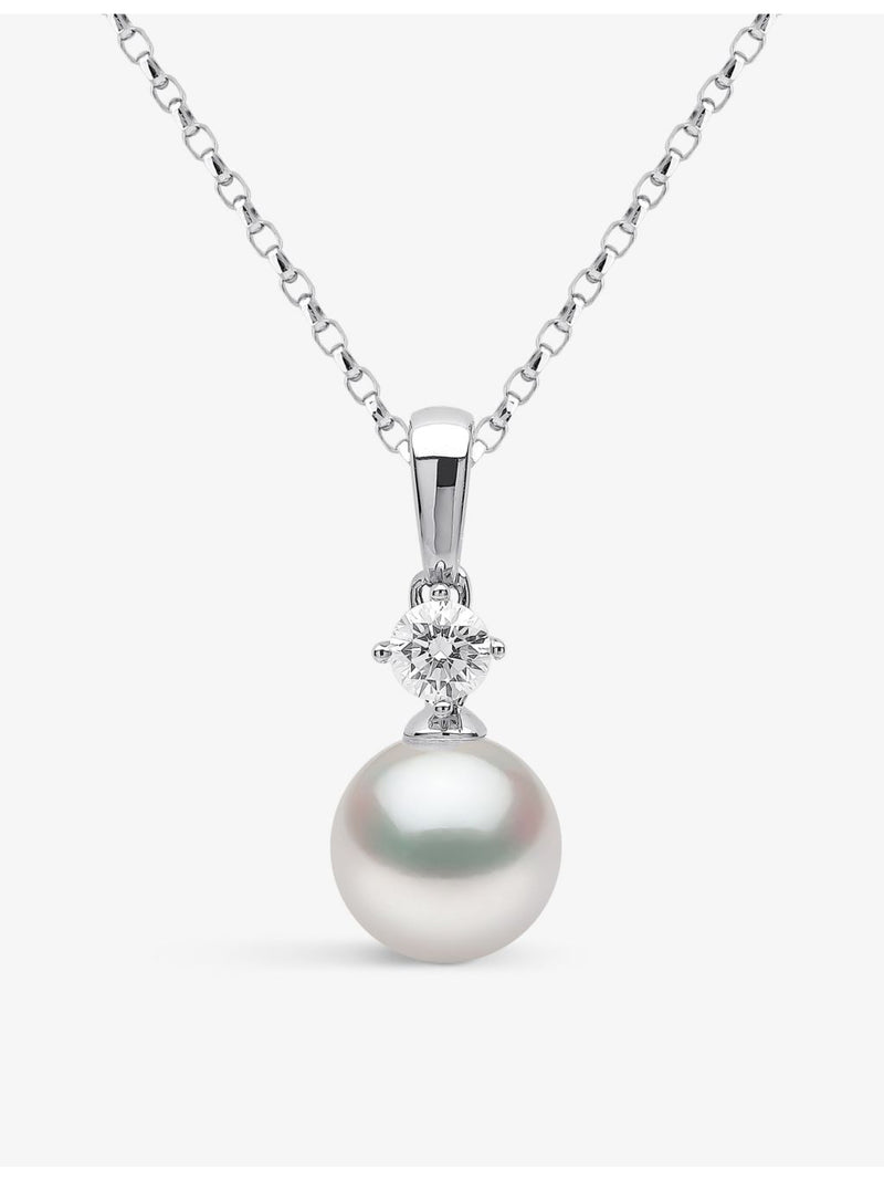 Yoko London Akoya pearl 18ct white gold diamond necklace 45cm, UK version