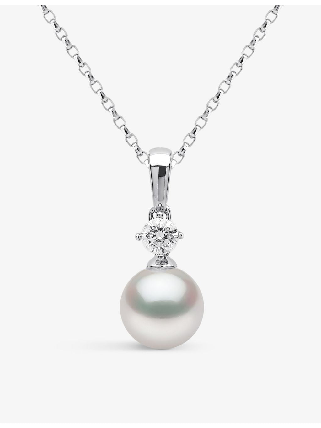 Yoko London Akoya pearl 18ct white gold diamond necklace 45cm, UK version