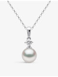 Yoko London Akoya pearl 18ct white gold diamond necklace 45cm, UK version