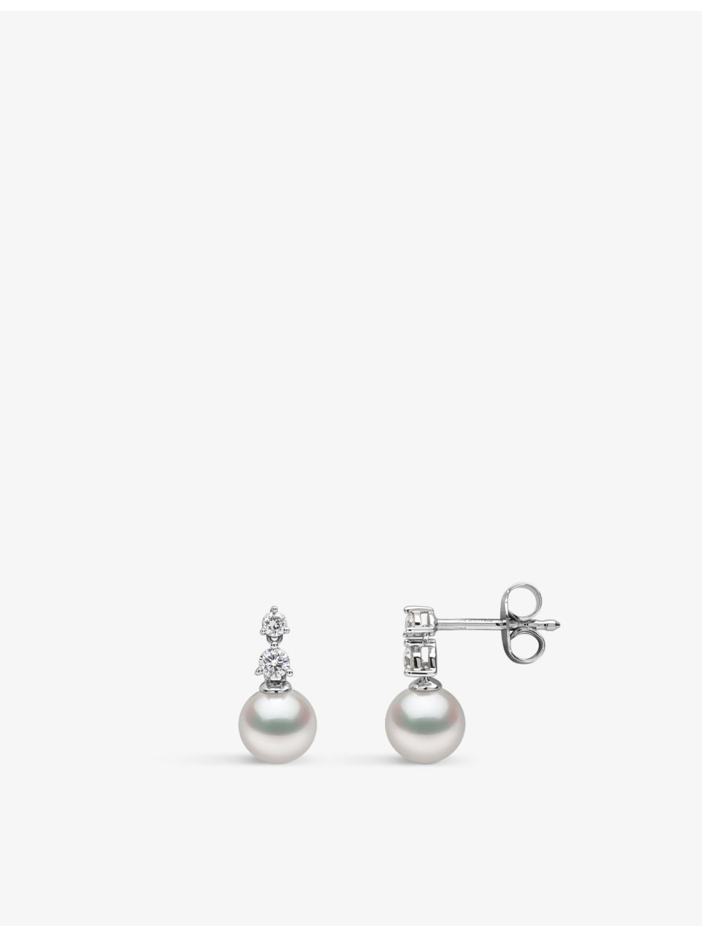 Yoko London Akoya pearl diamond earrings, 18ct white gold (British brand)