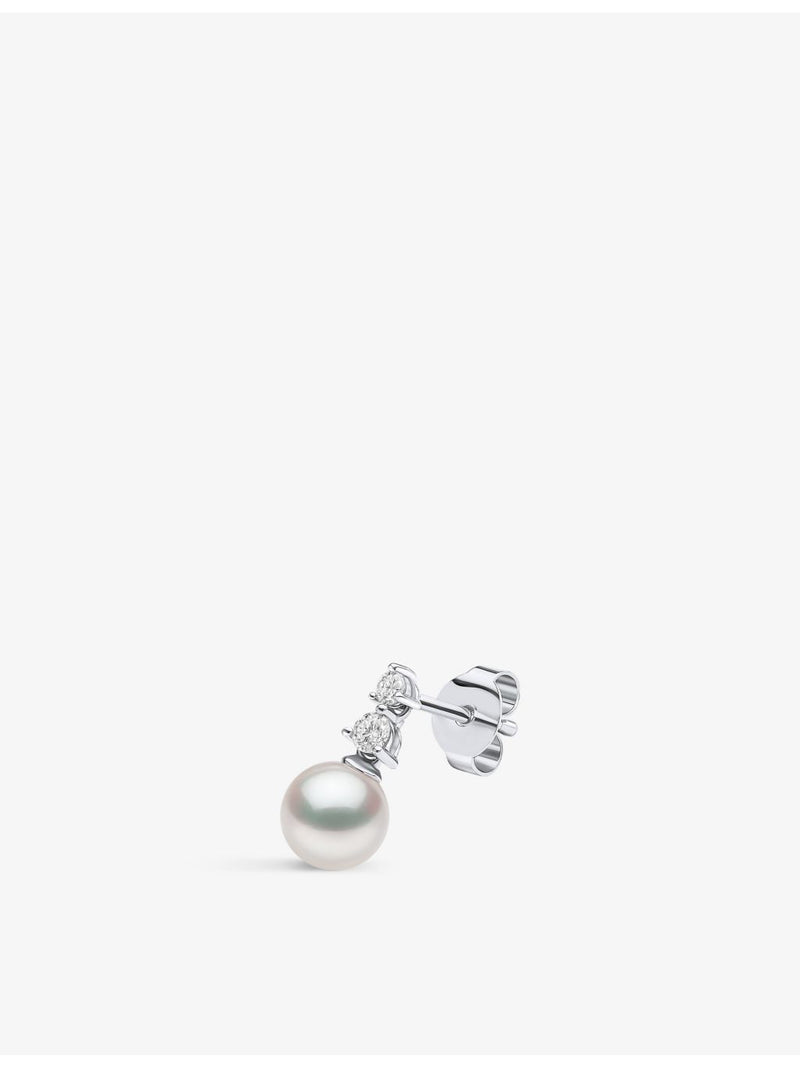 Yoko London Akoya pearl diamond earrings, 18ct white gold (British brand)