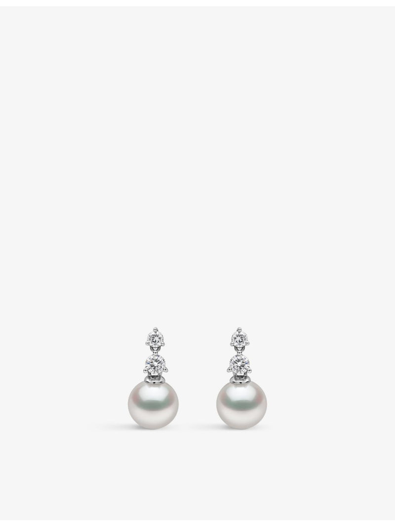 Yoko London Akoya pearl diamond earrings, 18ct white gold (British brand)