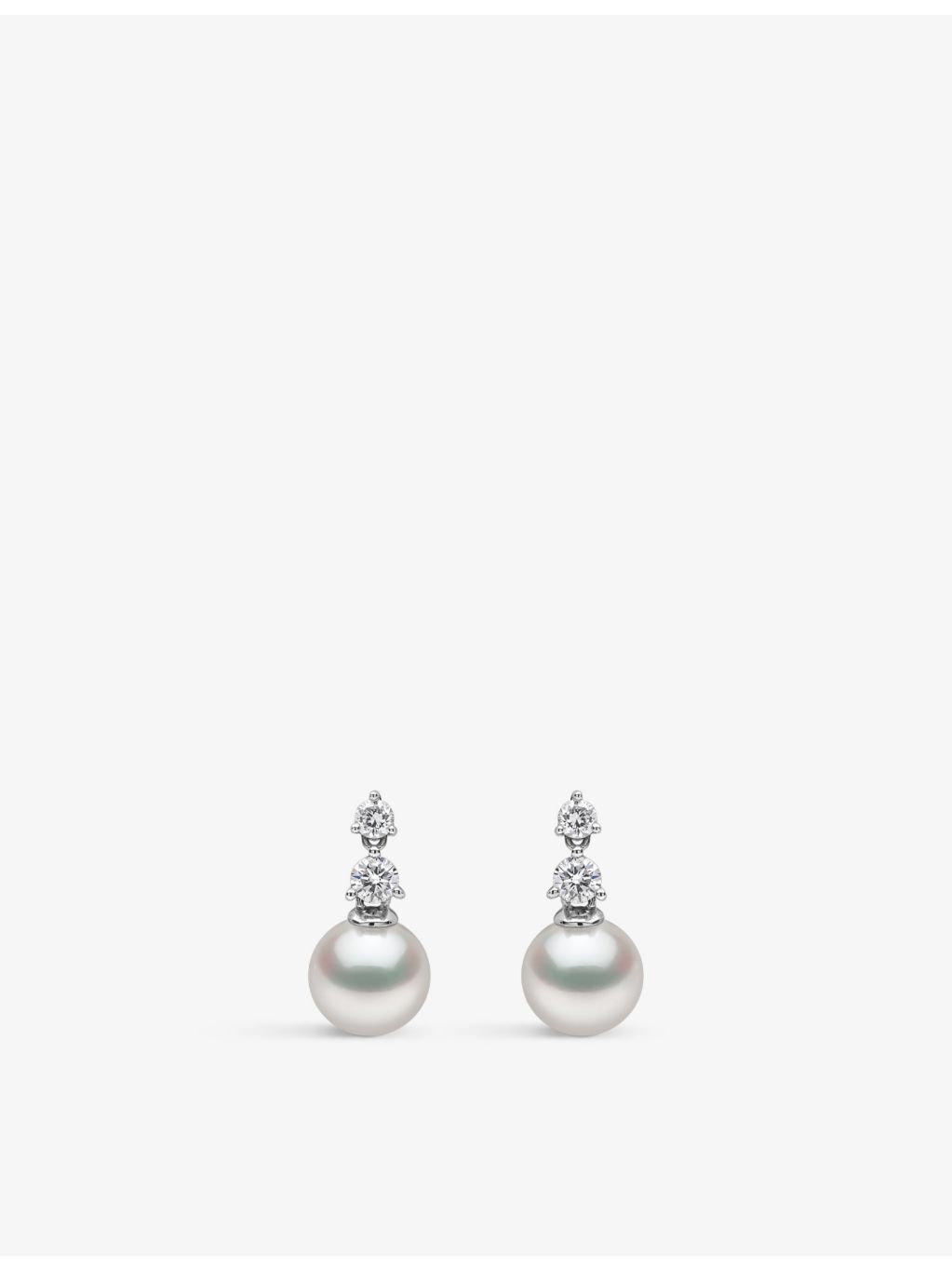 Yoko London Akoya pearl diamond earrings, 18ct white gold (British brand)
