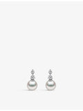 Yoko London Akoya pearl diamond earrings, 18ct white gold (British brand)