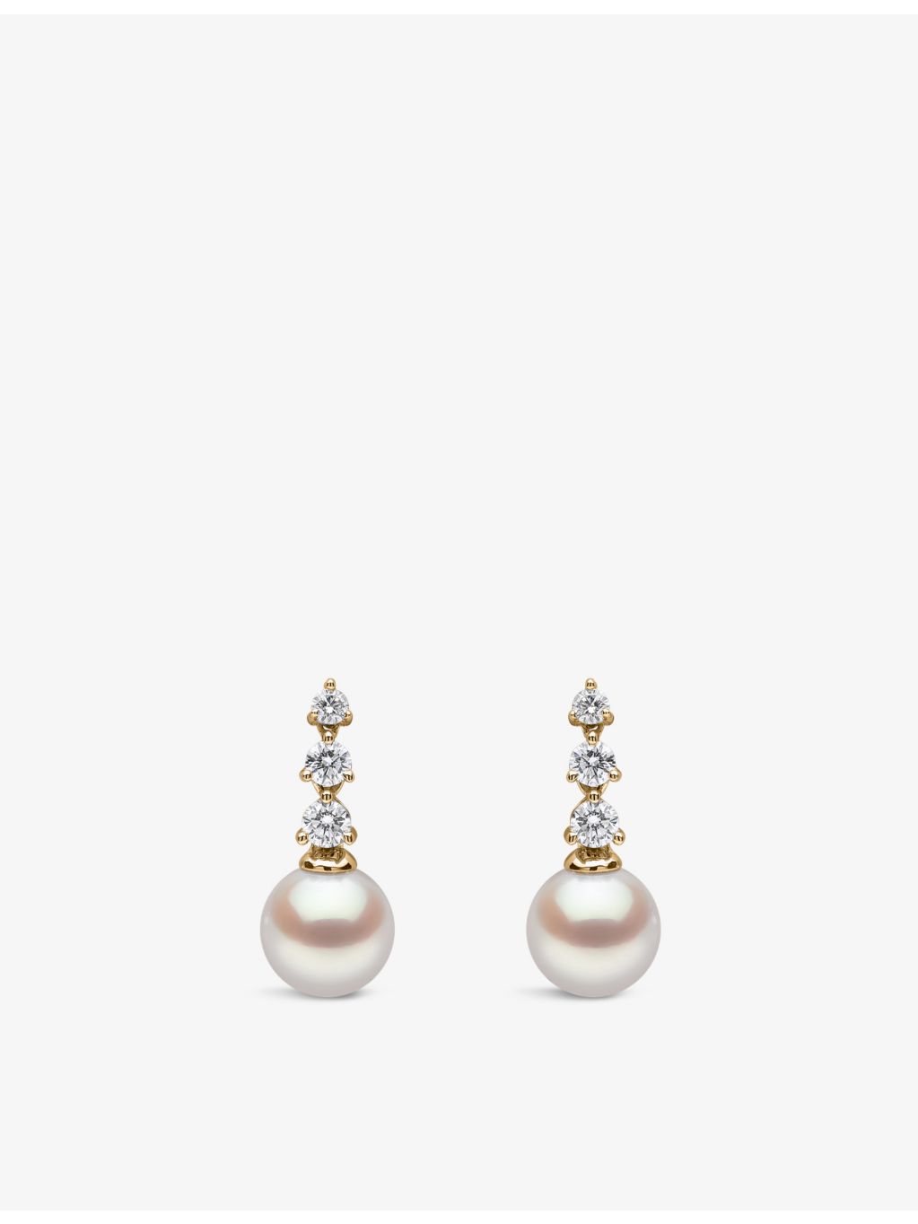 Yoko London Akoya pearl and diamond drop earrings, imported from the UK
