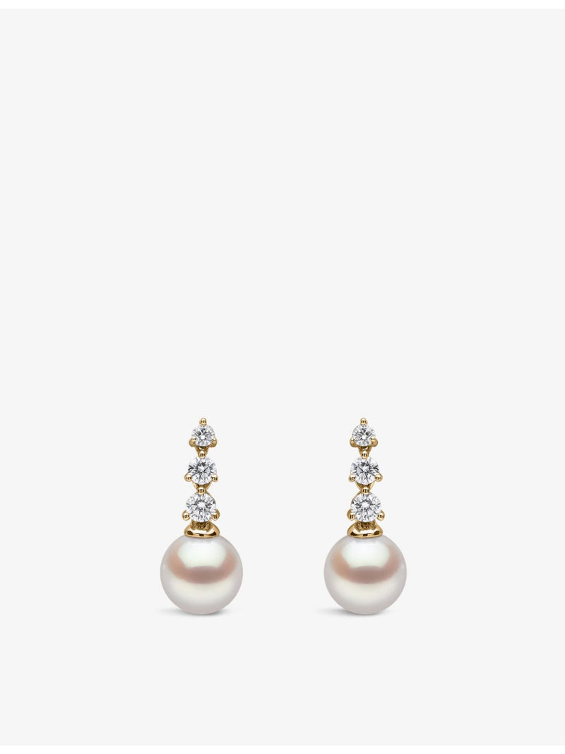 Yoko London Akoya pearl and diamond drop earrings, imported from the UK