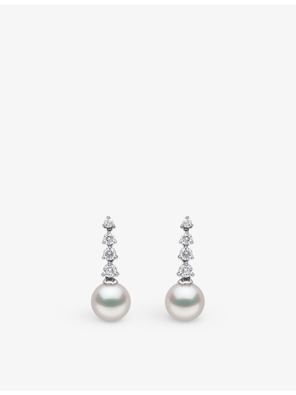 Yoko London 18ct white gold Akoya pearl diamond drop earrings, UK version
