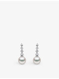 Yoko London 18ct white gold Akoya pearl diamond drop earrings, UK version