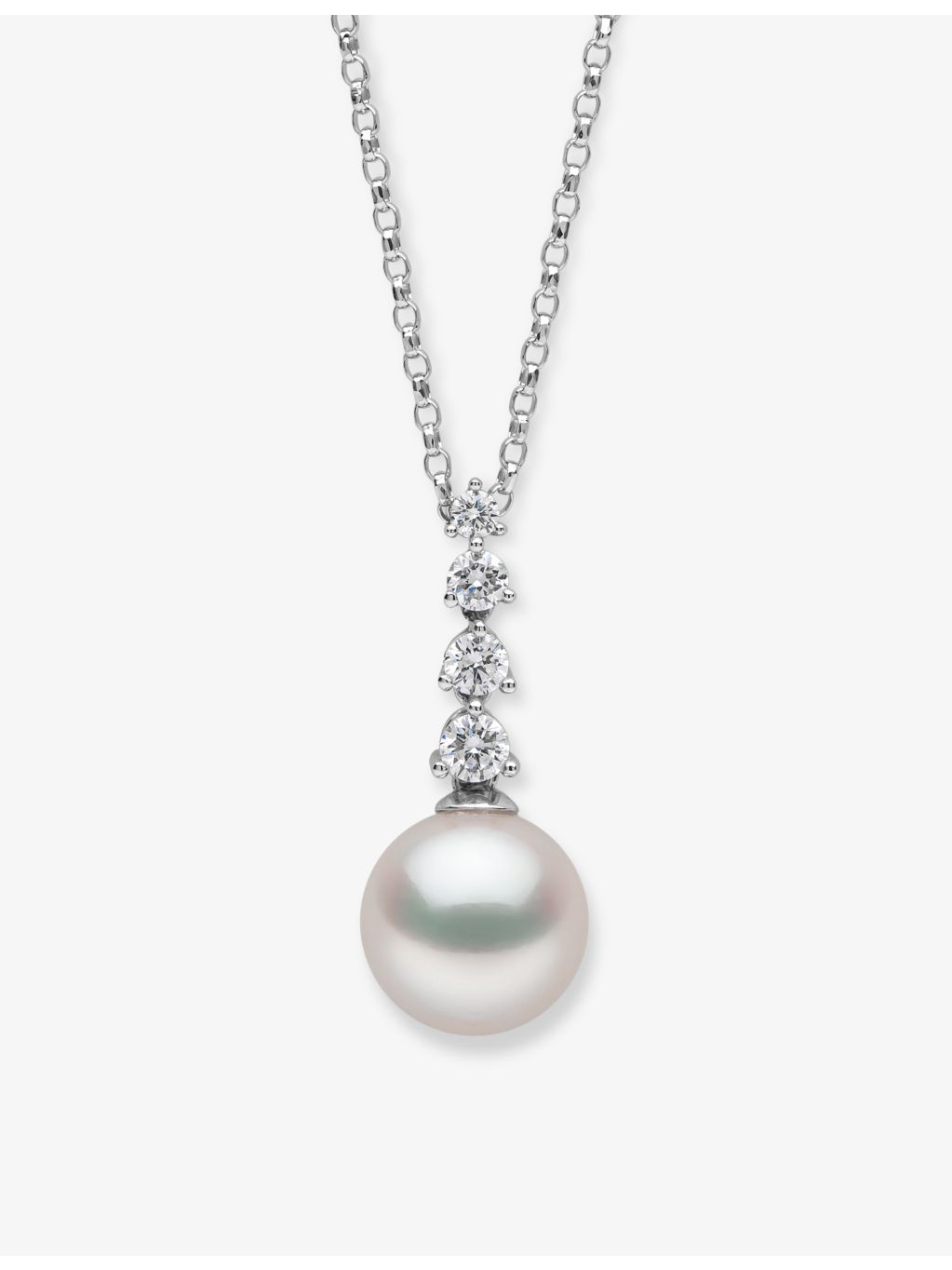 Yoko London Akoya pearl necklace with 0.22ct diamonds (British brand)