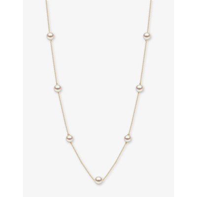 selfridges Yoko London Classic 18ct Yellow-Gold and Freshwater Pearl Necklace 16-18in- Buy online at McGrocer