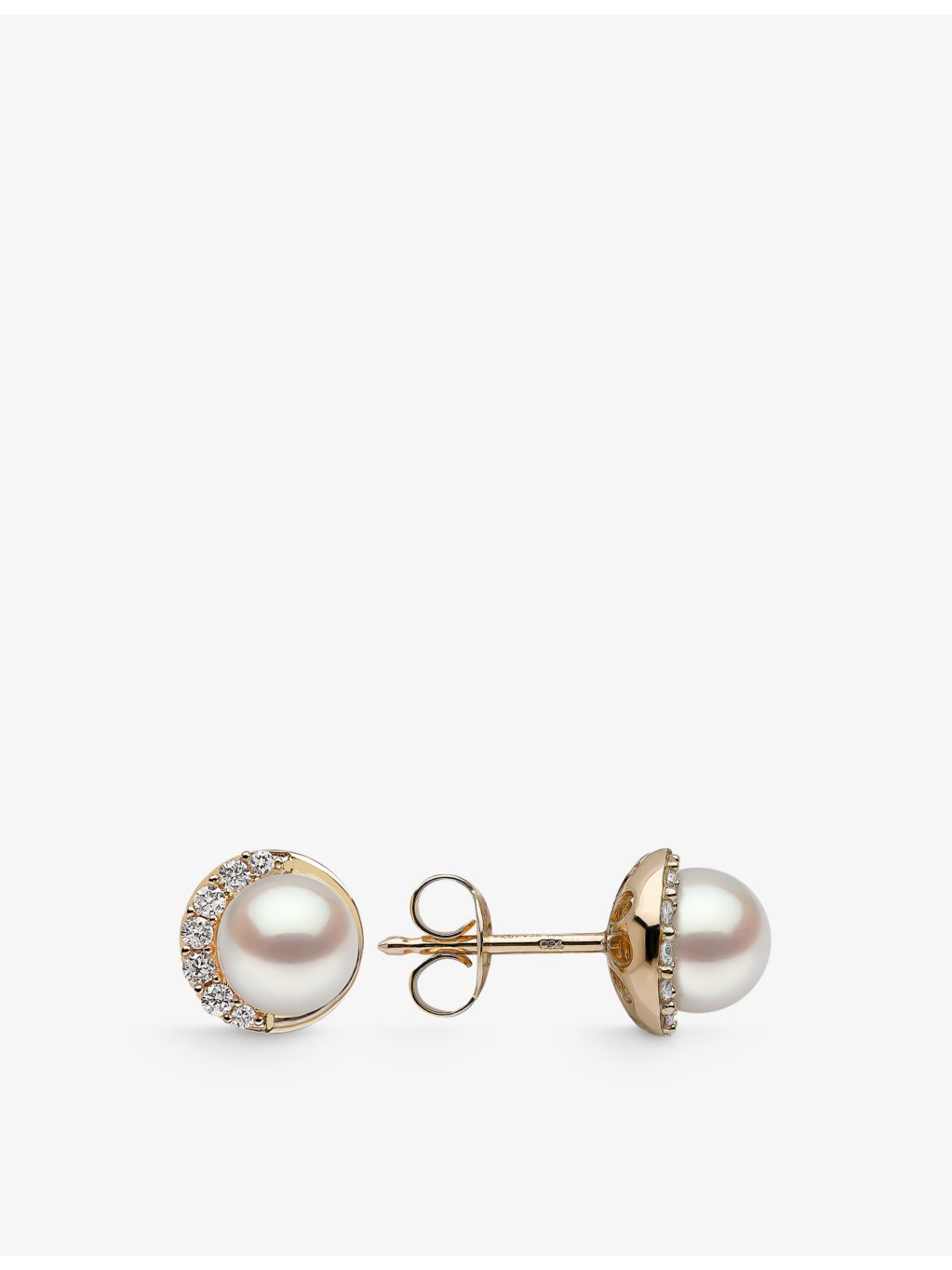 Yoko London diamond and pearl stud earrings in 18ct gold (British brand)