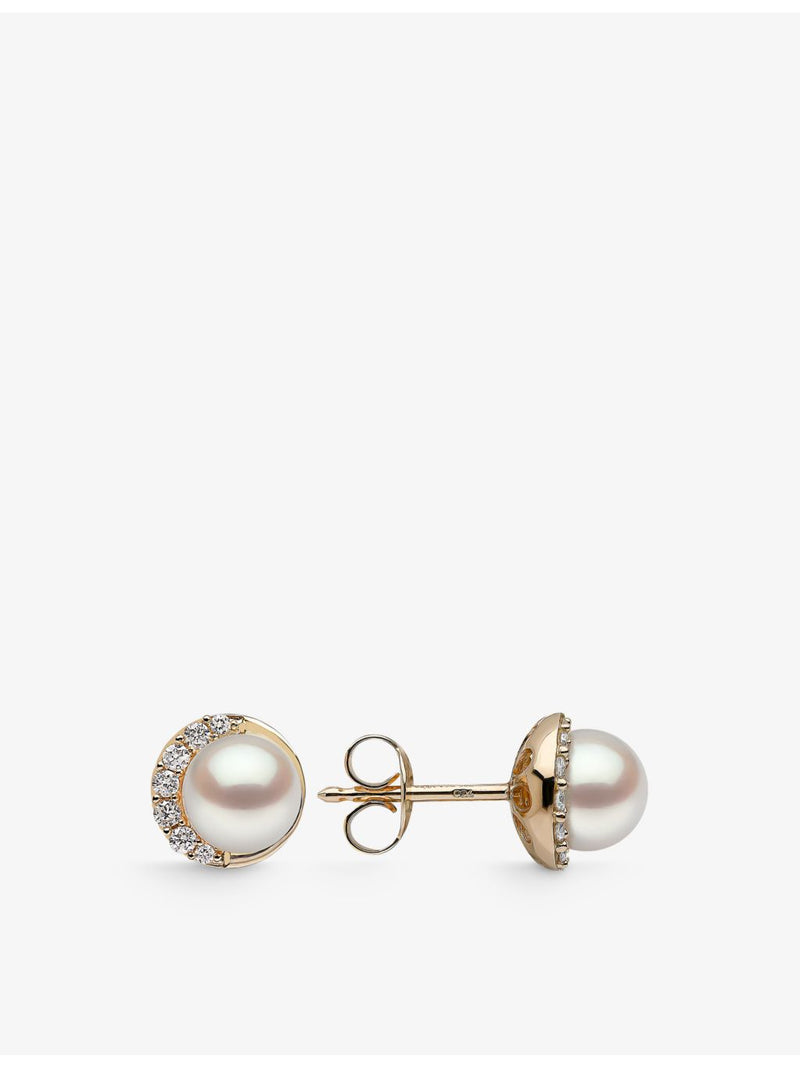 Yoko London diamond and pearl stud earrings in 18ct gold (British brand)