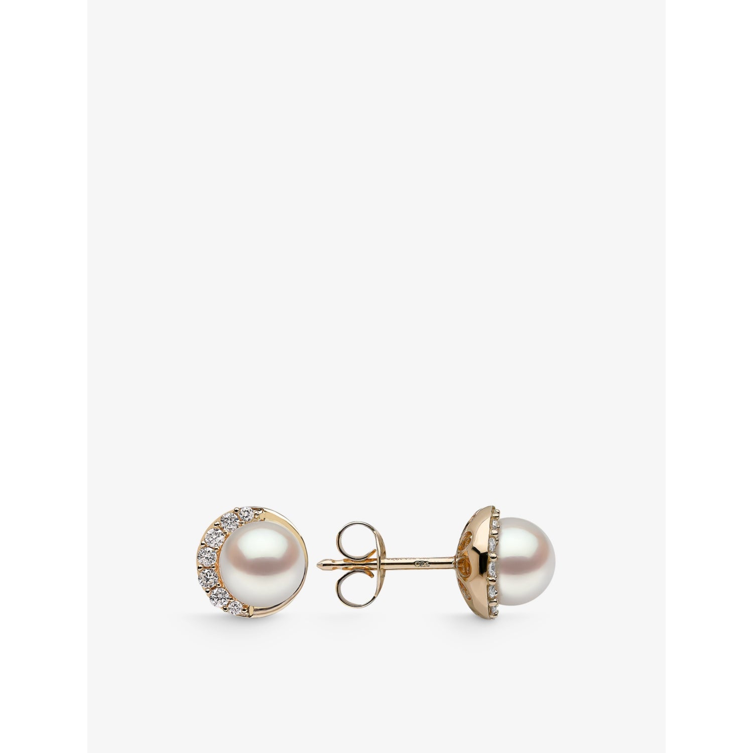 Yoko London diamond and pearl stud earrings in 18ct gold (British brand)