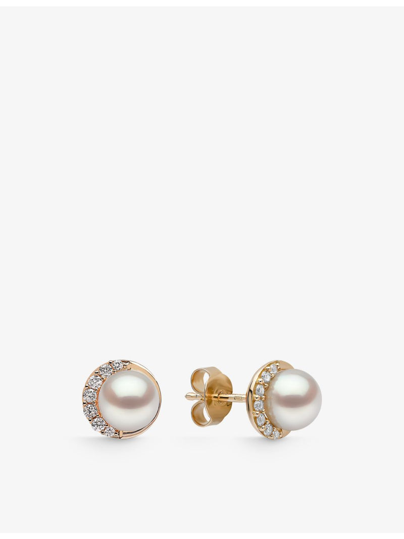 Yoko London diamond and pearl stud earrings in 18ct gold (British brand)
