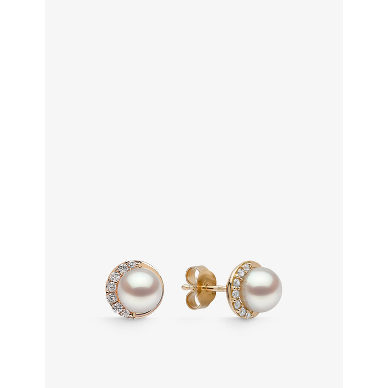 Yoko London diamond and pearl stud earrings in 18ct gold (British brand)
