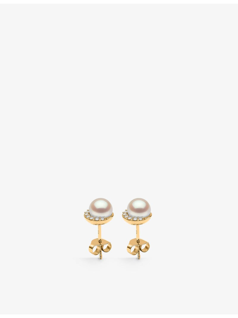 Yoko London diamond and pearl stud earrings in 18ct gold (British brand)