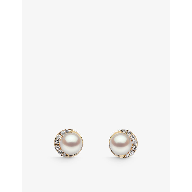 Yoko London diamond and pearl stud earrings in 18ct gold (British brand)