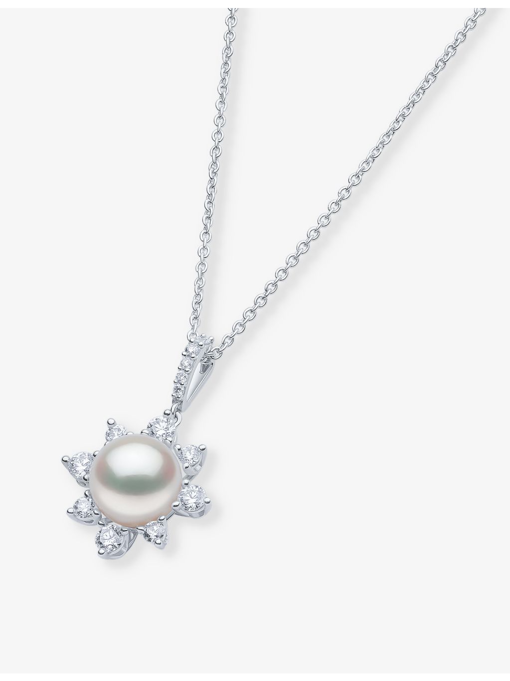 Yoko London 18ct white gold freshwater pearl diamond pendant - British product