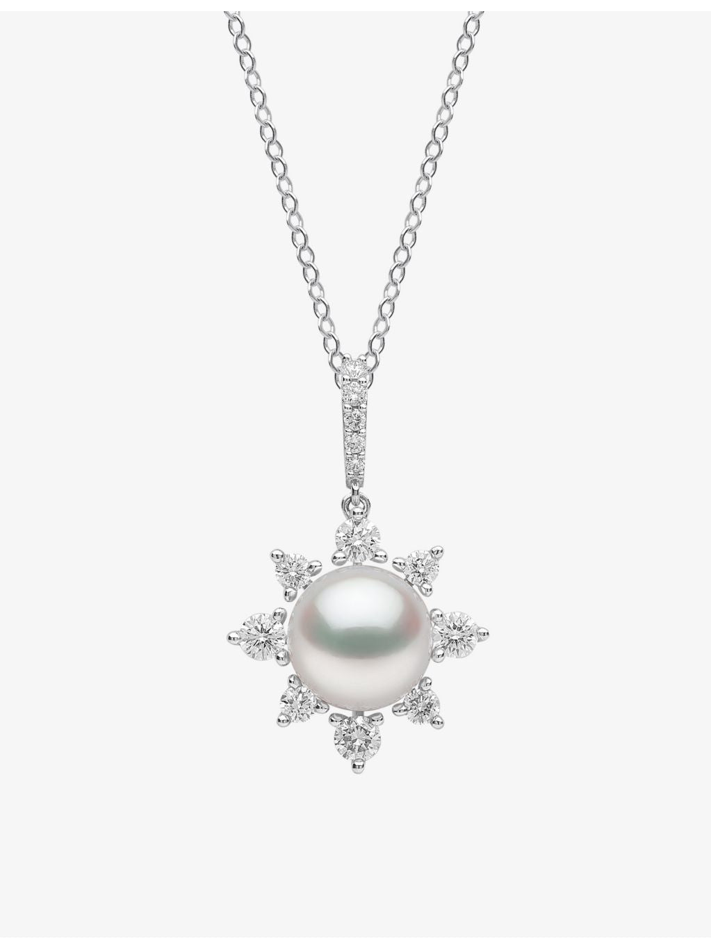 Yoko London 18ct white gold freshwater pearl diamond pendant - British product