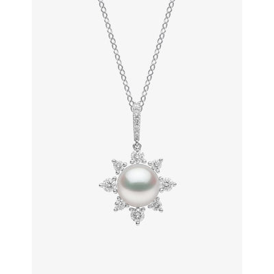 selfridges Yoko London Trend 18ct White Gold Freshwater Pearl and 0.30ct Diamond Pendant Necklace- Buy online at McGrocer