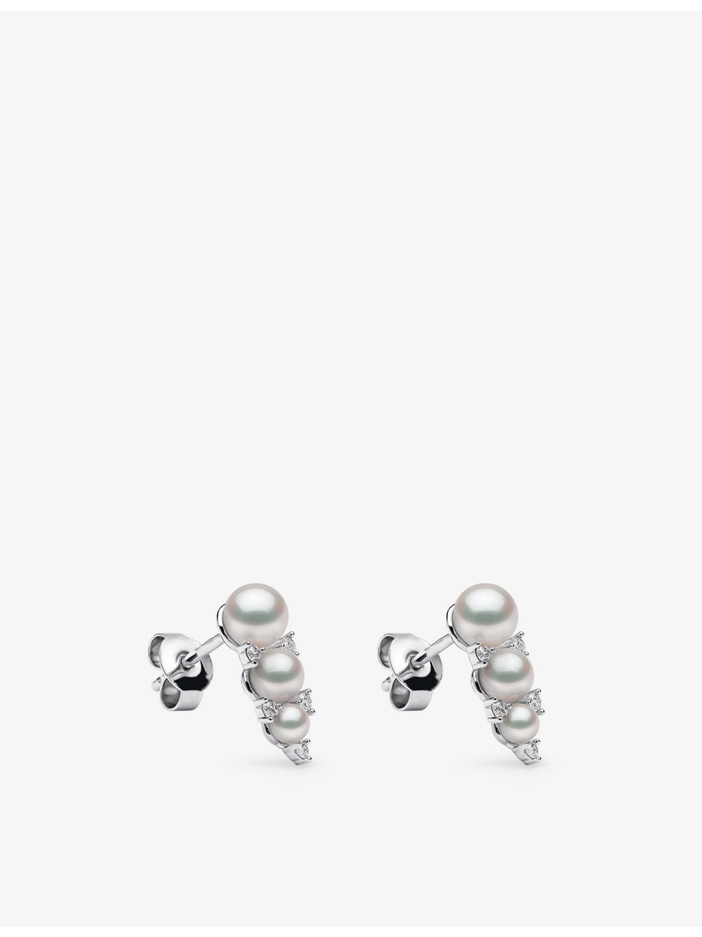 Yoko London 18ct white gold Akoya pearl diamond stud earrings, UK version