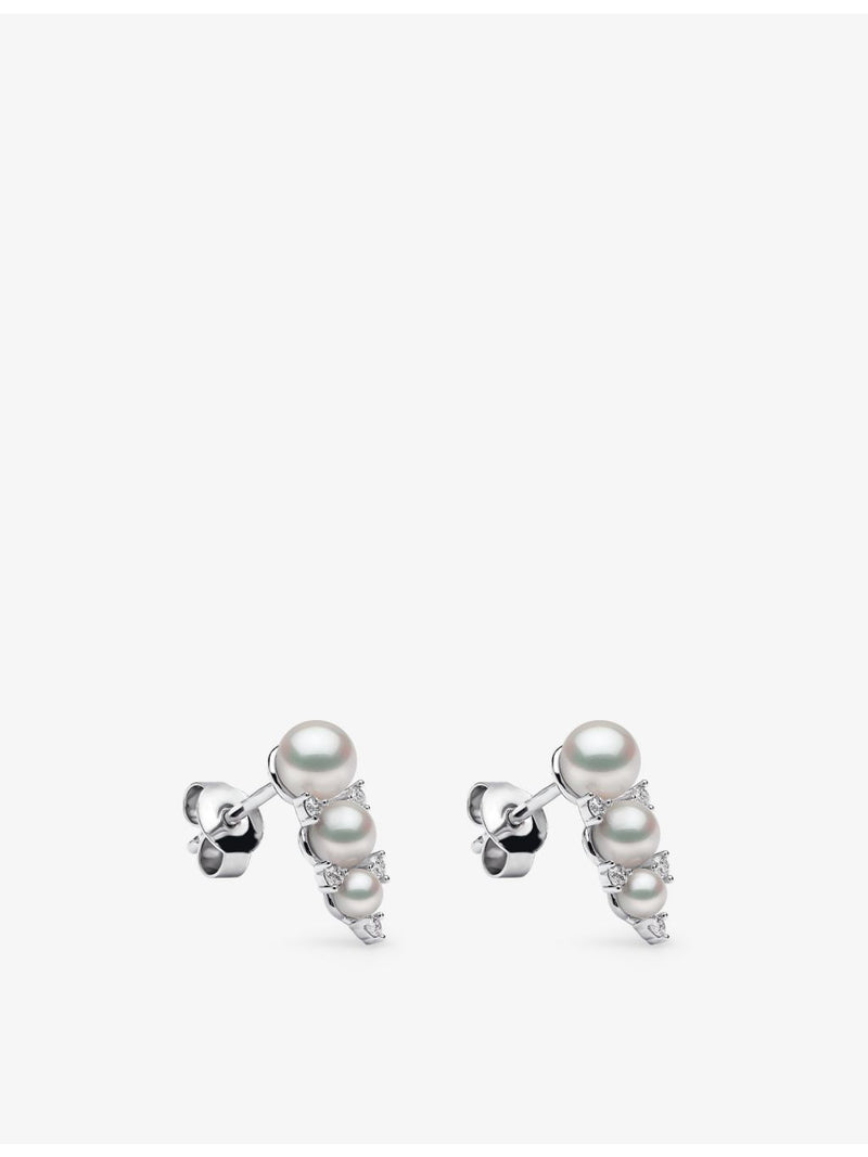 Yoko London 18ct white gold Akoya pearl diamond stud earrings, UK version