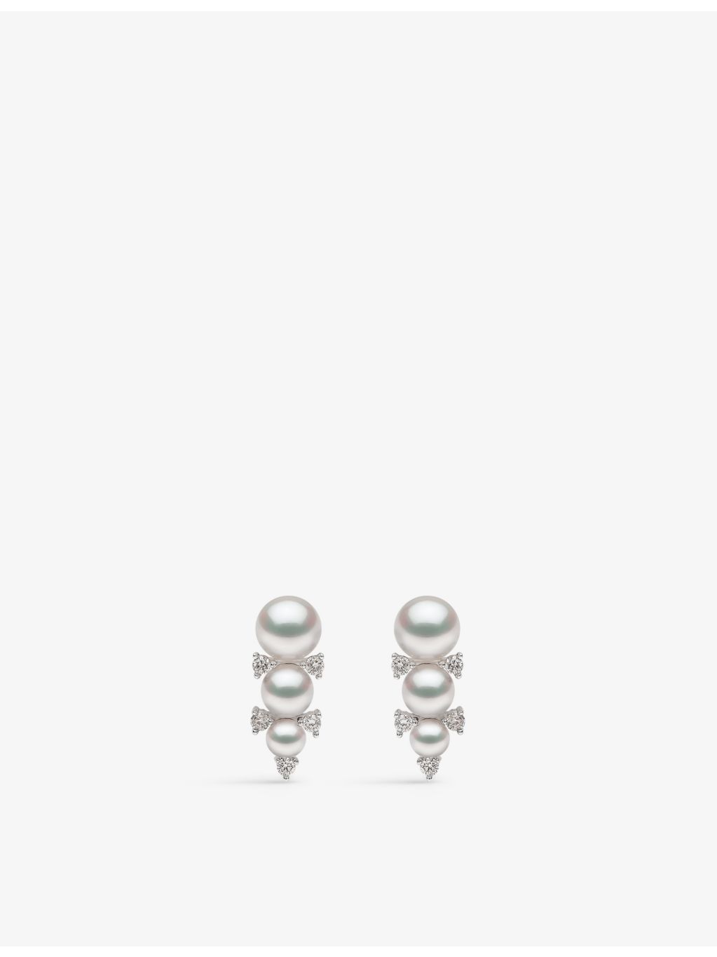 Yoko London 18ct white gold Akoya pearl diamond stud earrings, UK version