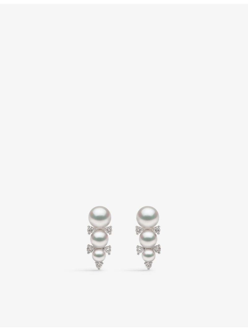 Yoko London 18ct white gold Akoya pearl diamond stud earrings, UK version