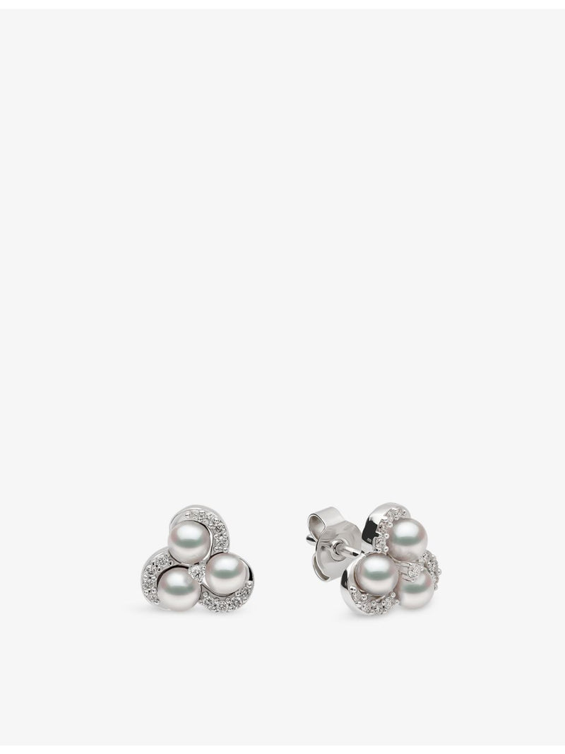 Yoko London Akoya pearl diamond earrings 0.13ct, imported from the UK