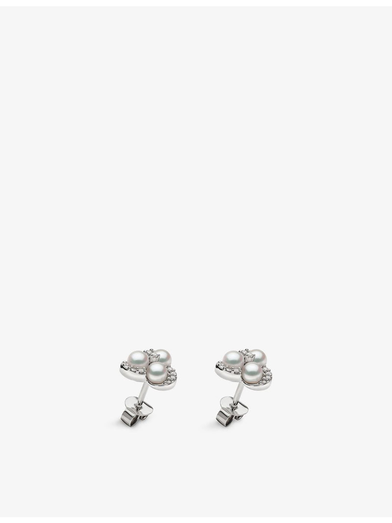 Yoko London Akoya pearl diamond earrings 0.13ct, imported from the UK