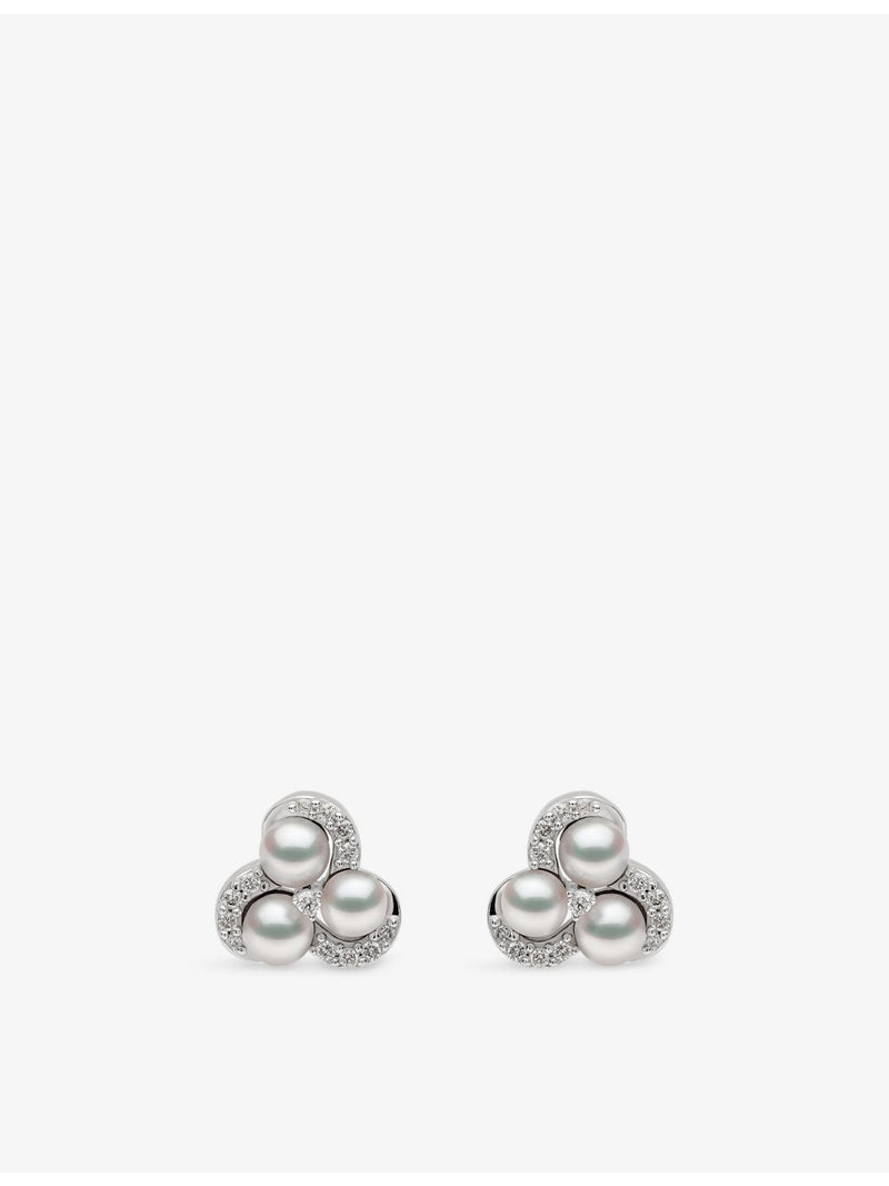 Yoko London Akoya pearl diamond earrings 0.13ct, imported from the UK