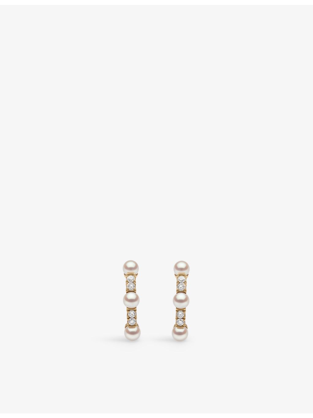 Yoko London 18ct gold Akoya pearl diamond hoop earrings, UK version