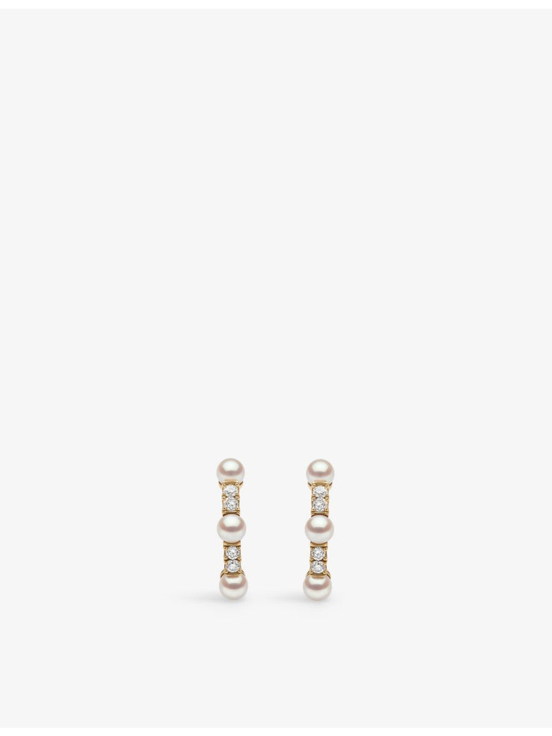 Yoko London 18ct gold Akoya pearl diamond hoop earrings, UK version