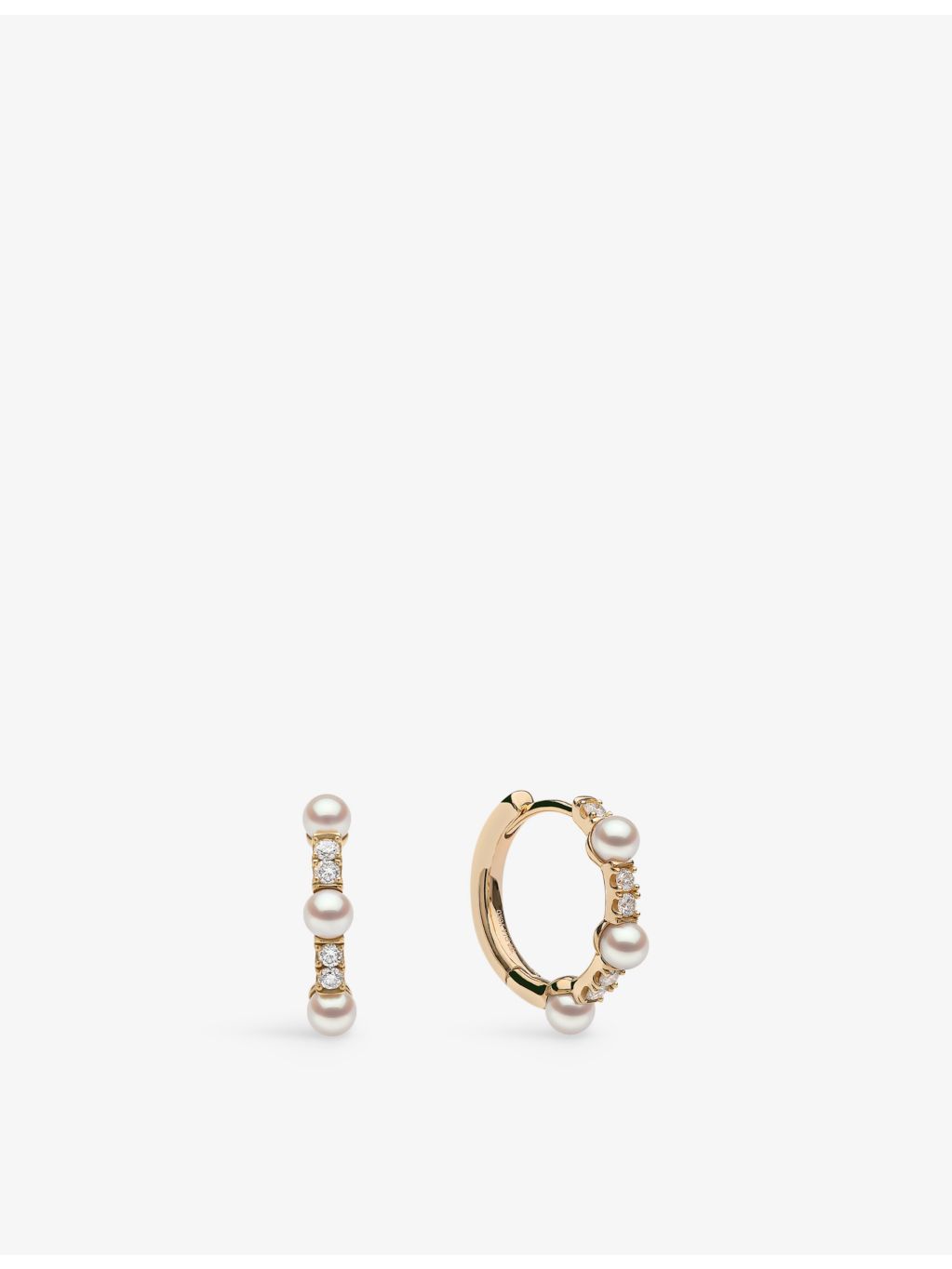 Yoko London 18ct gold Akoya pearl diamond hoop earrings, UK version