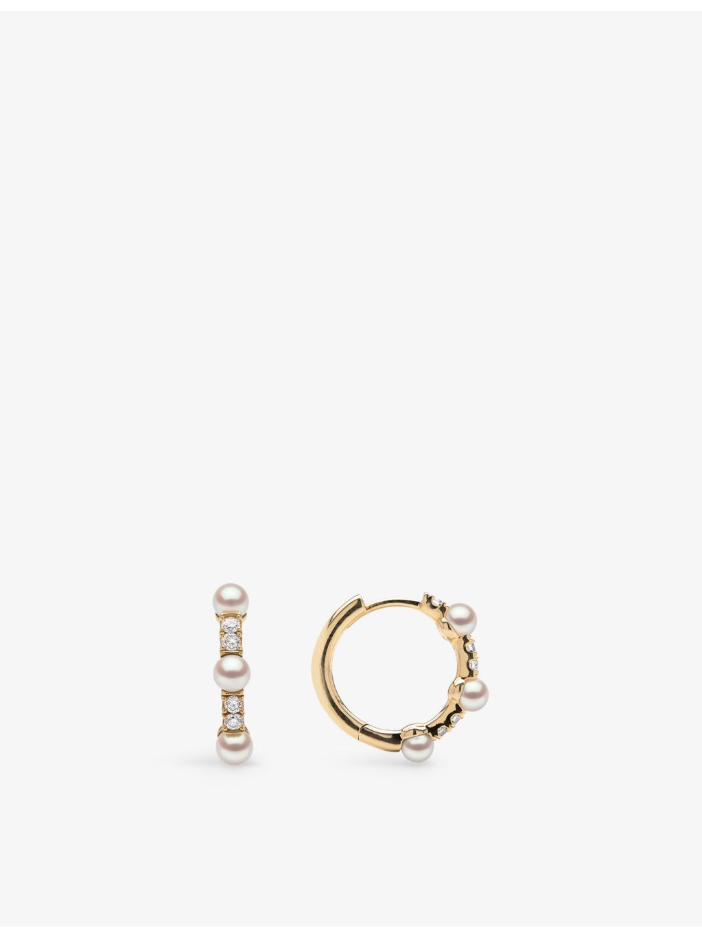 Yoko London 18ct gold Akoya pearl diamond hoop earrings, UK version