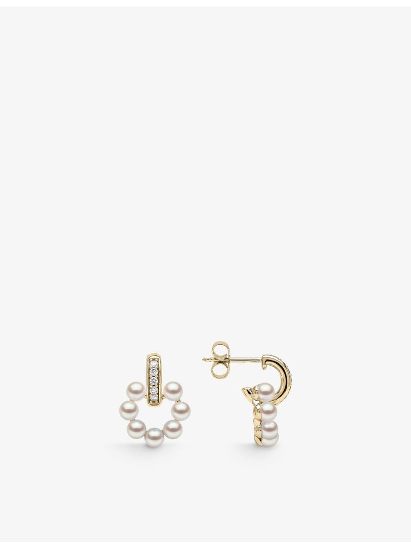 Yoko London diamond and pearl drop earrings 18ct gold - British product