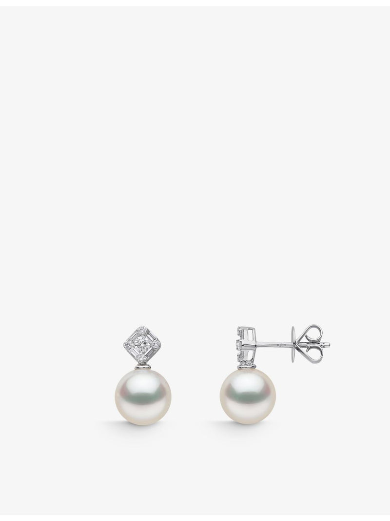 Yoko London pearl stud earrings 0.36ct diamond, imported from the UK