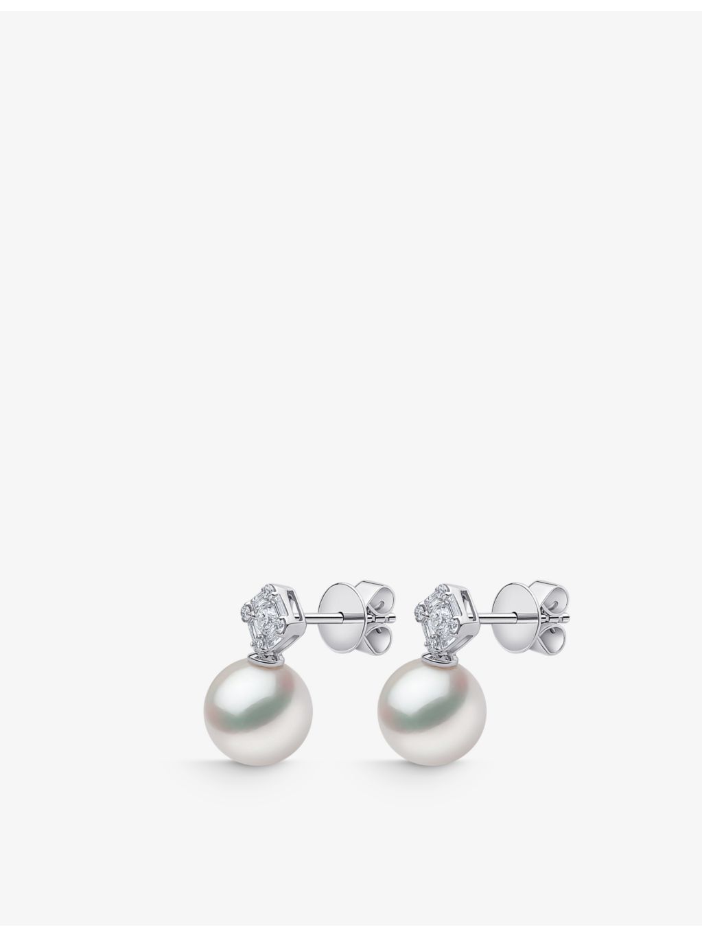Yoko London pearl stud earrings 0.36ct diamond, imported from the UK
