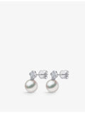 Yoko London pearl stud earrings 0.36ct diamond, imported from the UK