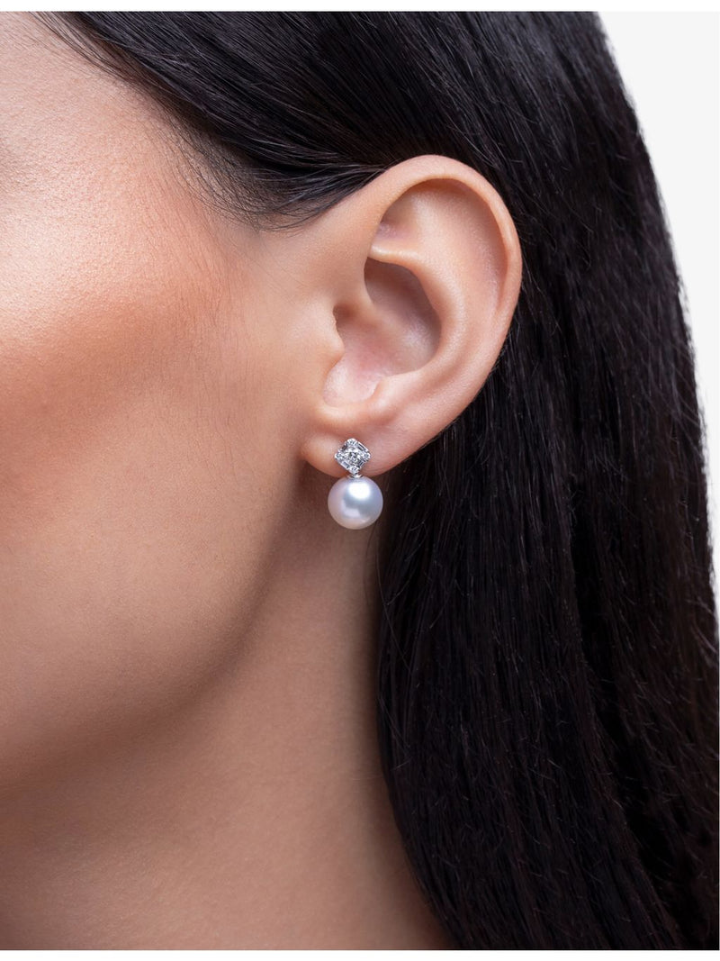 Yoko London pearl stud earrings 0.36ct diamond, imported from the UK