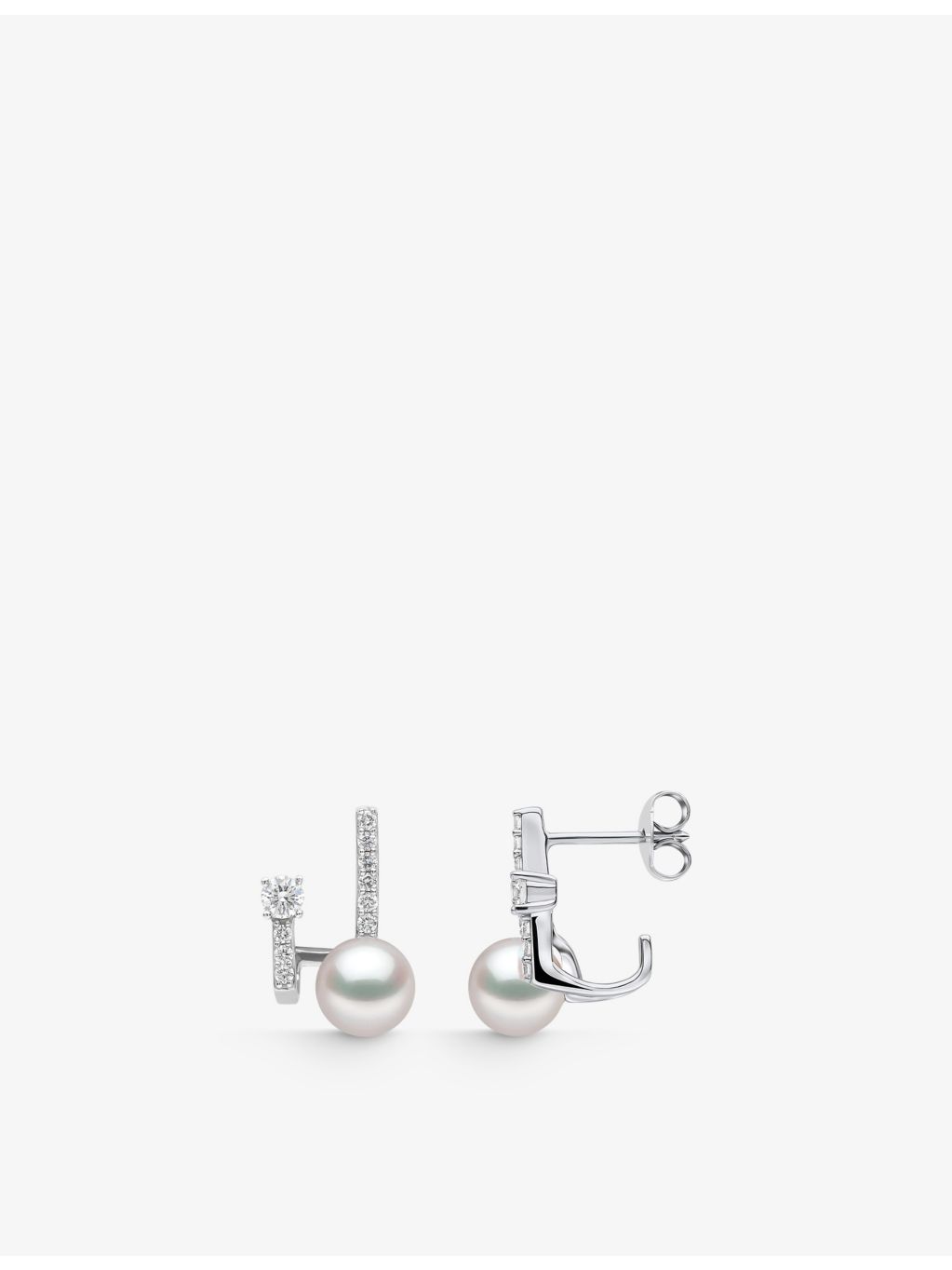 Yoko London Akoya pearl diamond earrings 18ct white-gold (British brand)
