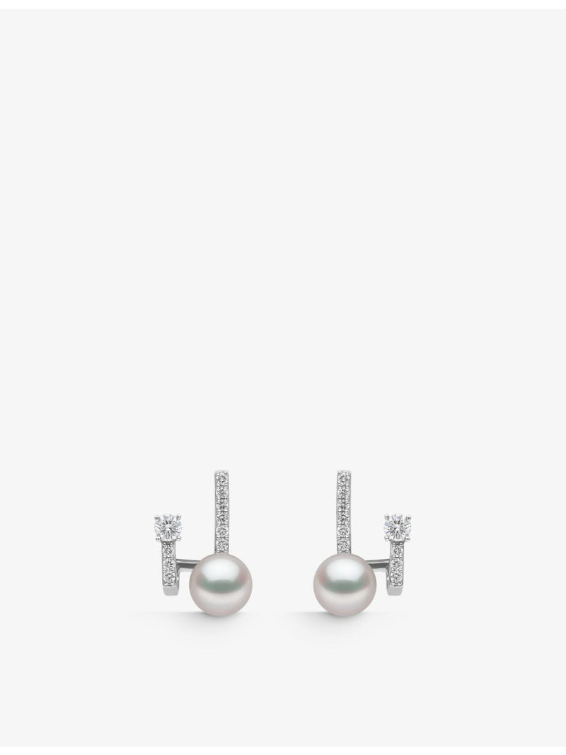 Yoko London Akoya pearl diamond earrings 18ct white-gold (British brand)