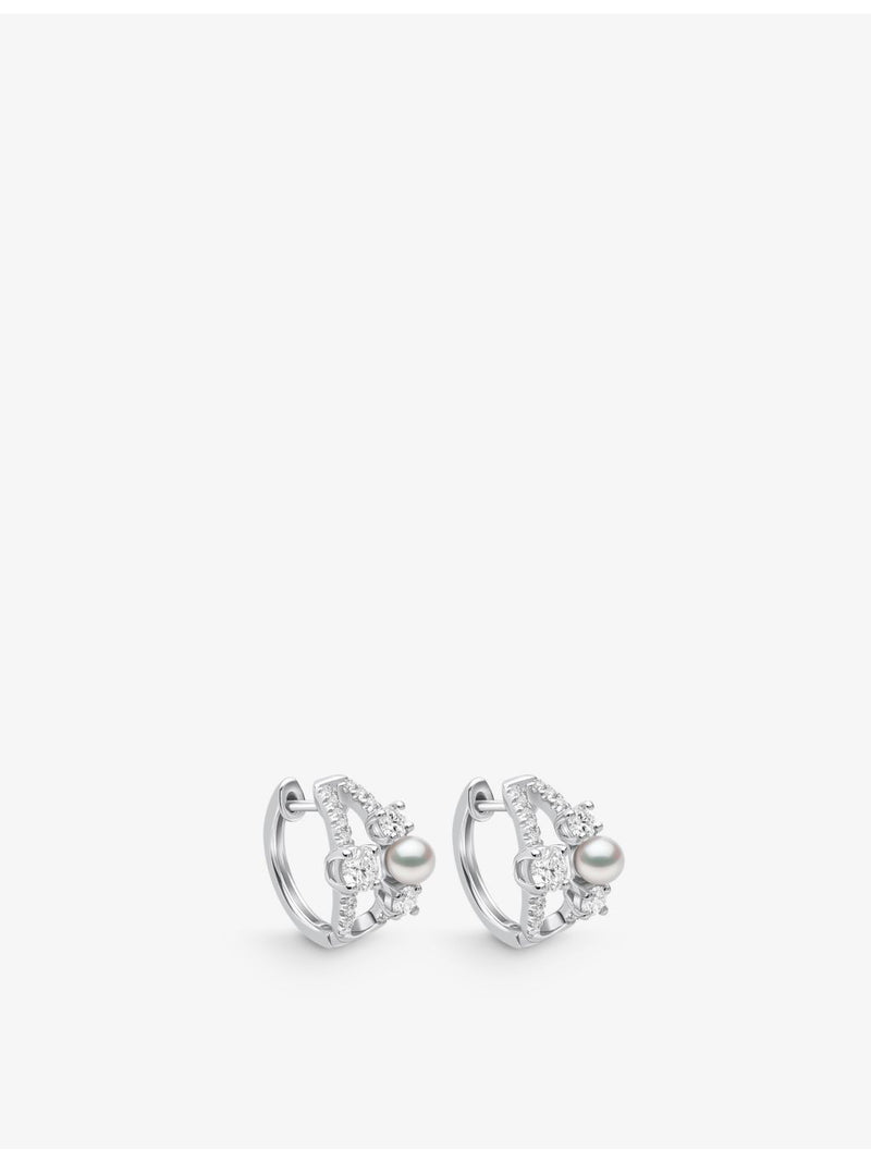 Yoko London Akoya pearl diamond earrings 18ct white gold (British brand)